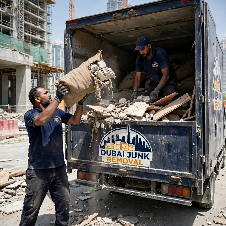 Renovation debris loaded in Business Bay